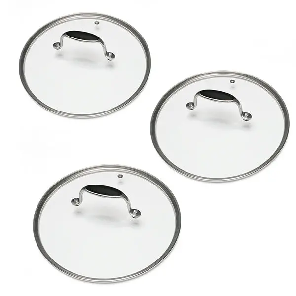 Glass Lid Set For Cookware – 16 Cm, 18 Cm, And 20 Cm Sizes By Mathon 1