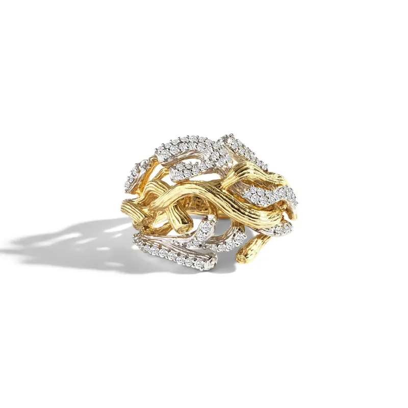 Gold-Plated Branch Coral Diamond Ring 1