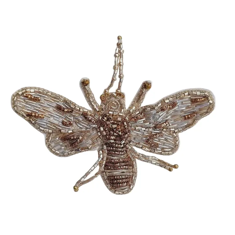 Gold-Tone Beaded Bee Brooch Pin 1