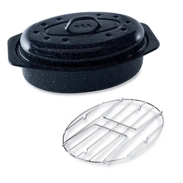 Graniteware Roasting Pan Set For 2–4 People With Rack 1