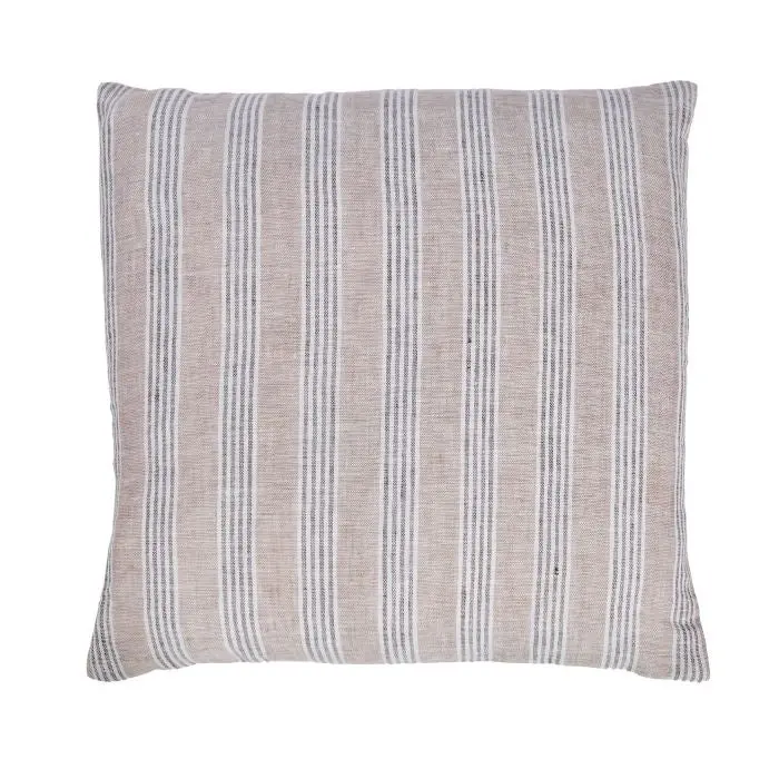 Grey And White Striped Linen Throw Pillow Cover 1