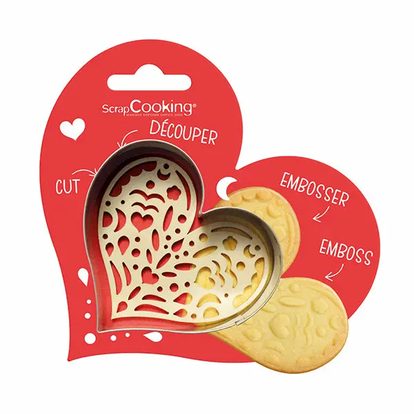 Heart-Shaped Cookie Cutter And Embosser Set By Scrapcooking 1
