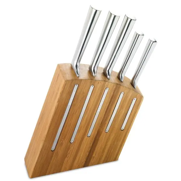 Jean Dubost Bamboo Knife Block With 5 Knives 1