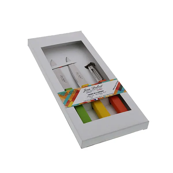 Jean Dubost Tradition Colors Set: 2 Office Knives & 1 Beechwood Peeler 1