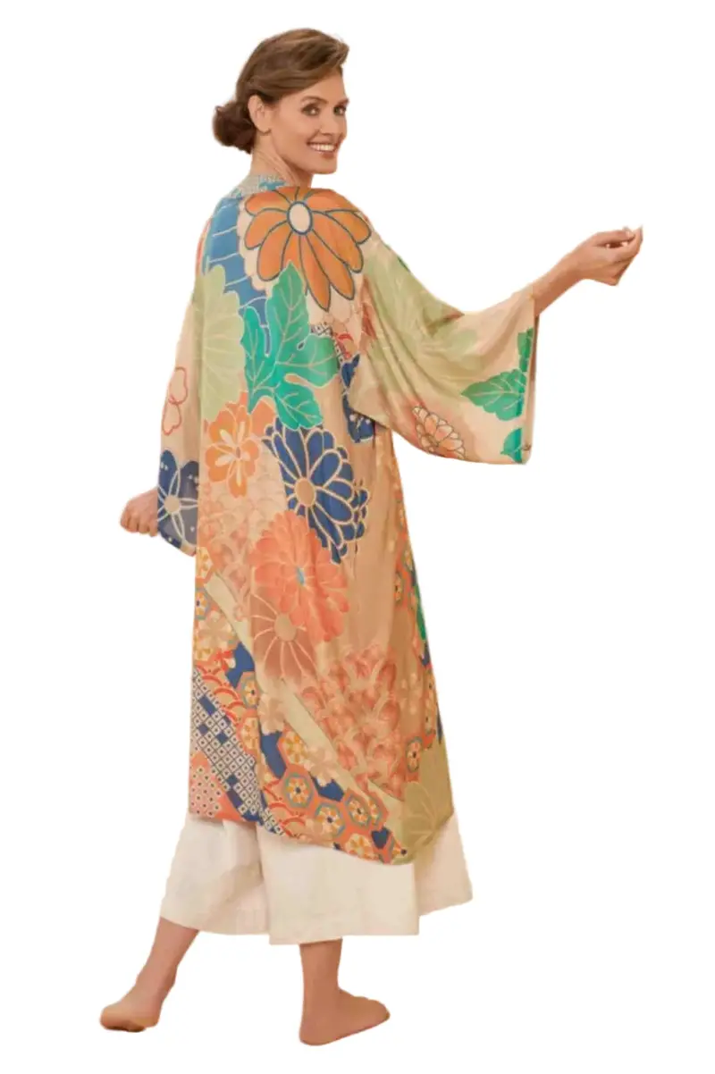 Kaleidoscope Floral Kimono In Coconut Tone 1