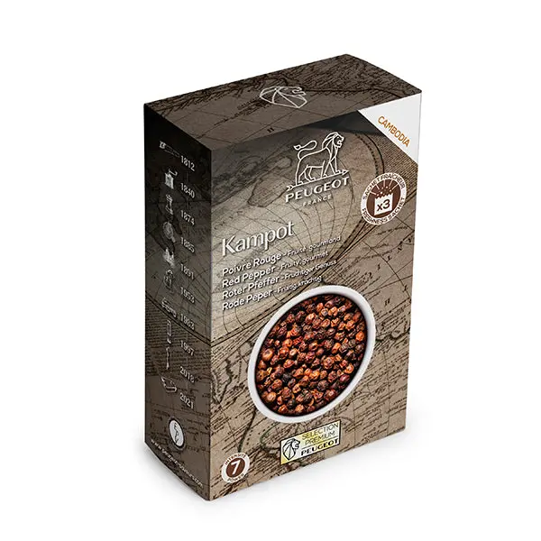 Kampot Red Pepper Grinder Refills – 3-Pack (20G Each) By Peugeot 1