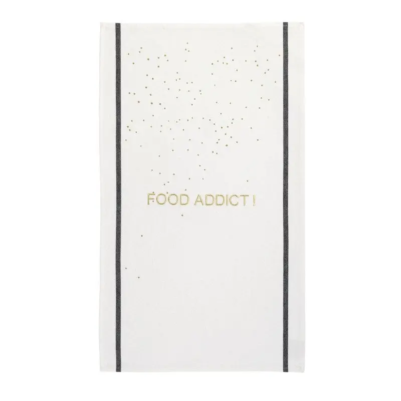 La Cerise Sur Le Gâteau Cotton Tea Towel – ‘Food Addict’ Design In Soft Linen Blend 1