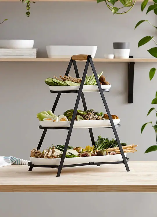 Ladelle Serve & Share 3-Tier Serving Tower – Stackable Tiered Display Stand 1