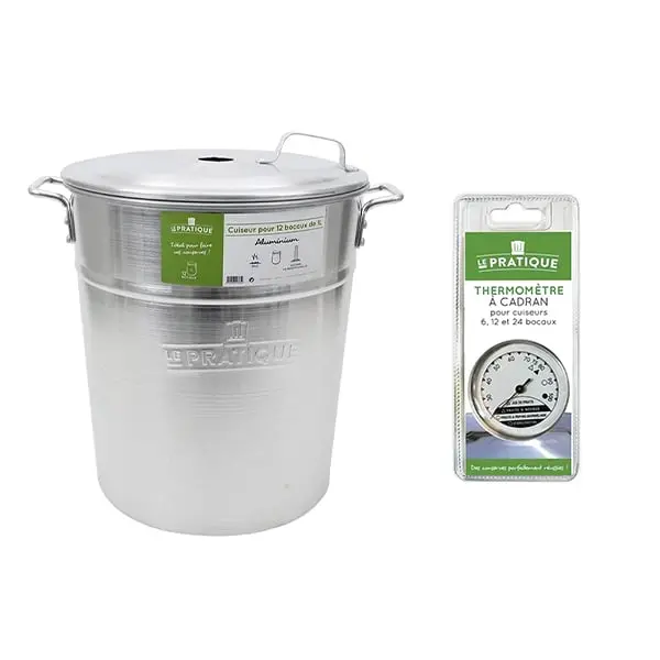 Le Pratique 40L Home Canning Kit – 12 Jars + Dial Thermometer Set 1