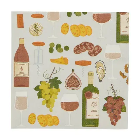 L'Heure Du Vin French Wine-Themed Lunch Napkins (20-Pack) 1