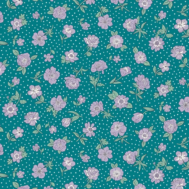 Liberty London Heritage Park Teal Print Fabric 1