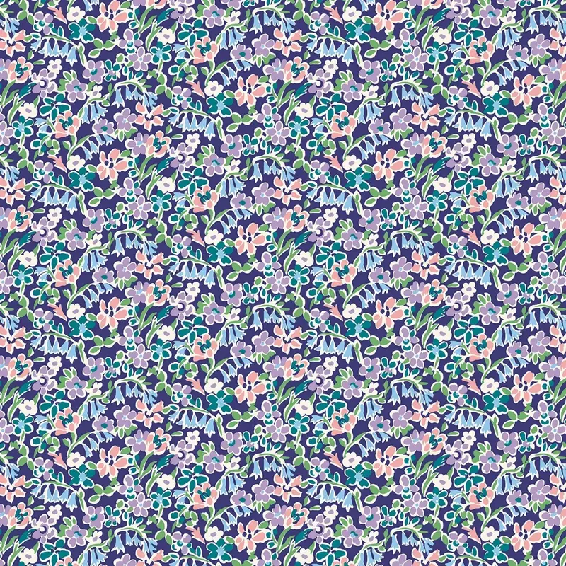 Liberty London Regent Meadow Purple Floral Cotton Fabric – Bouquet Collection 1