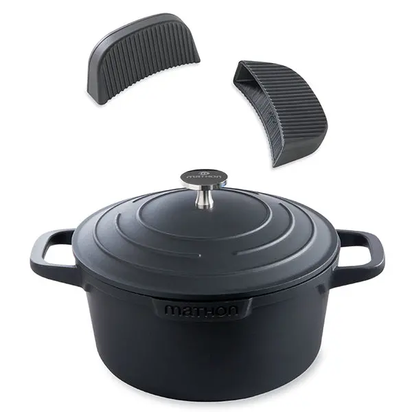 Lightweight Aluminum Round Dutch Oven (20 Cm / 2.6 L) + 2 Silicone Pot Holders (Mathon) 1