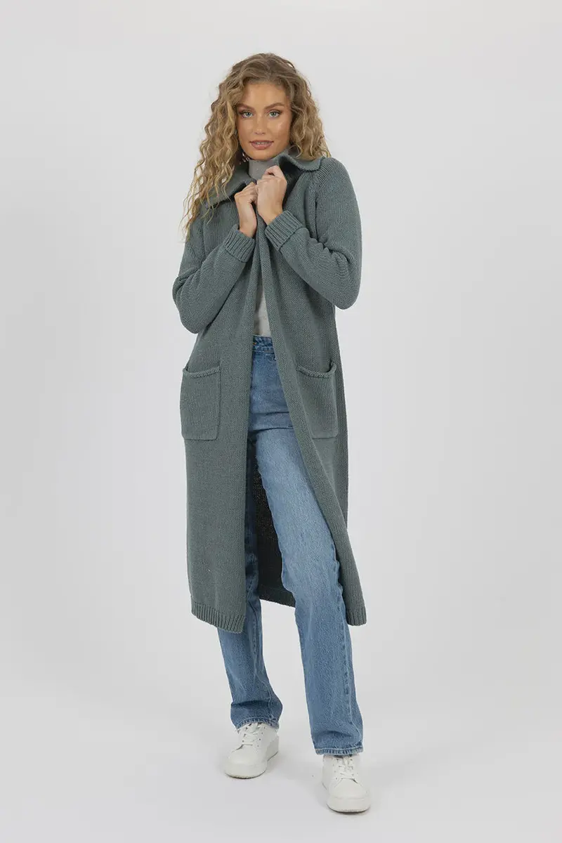 Lottie Lightweight Knit Cardigan In Petrol Blue 1
