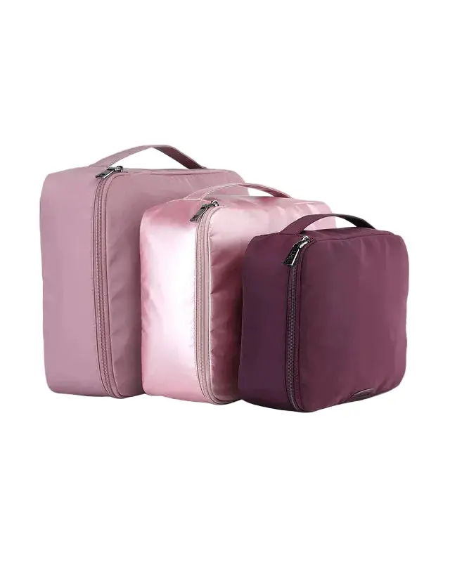 Madras Travel Packing Cube Set – 3-Piece, Multi-Pink 1