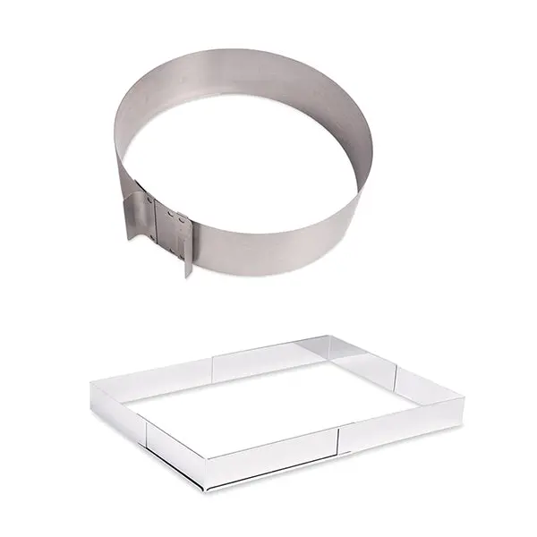 Mathon Adjustable Cake Ring & Rectangle Set – Expandable Stainless Steel Bakeware 1