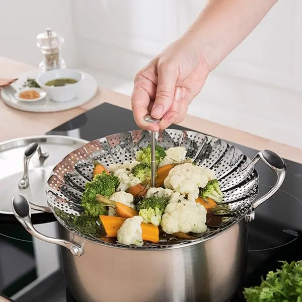 Mathon Collapsible Stainless Steel Steaming Basket (28 Cm, Daisy Design) 1