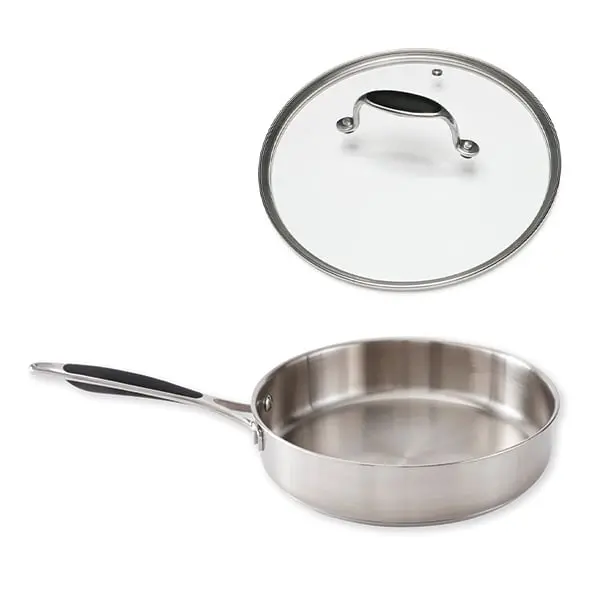 Mathon Excell’Inox All-Stainless Sauté Pan With Tempered Glass Lid – 28 Cm 1