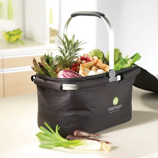 Mathon Foldable Black Insulated Carrier Basket With Collapsible Handle 1