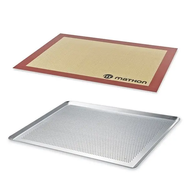 Mathon Perforated Pastry Baking Sheet (40 Cm) + Professional Silicone Baking Mat 1