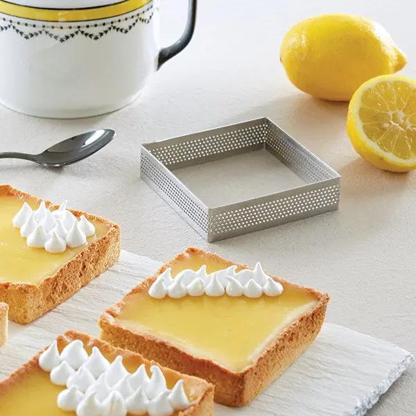 Mathon Perforated Stainless Steel Tart Ring – Compact Square 8 Cm Pastry Frame 1
