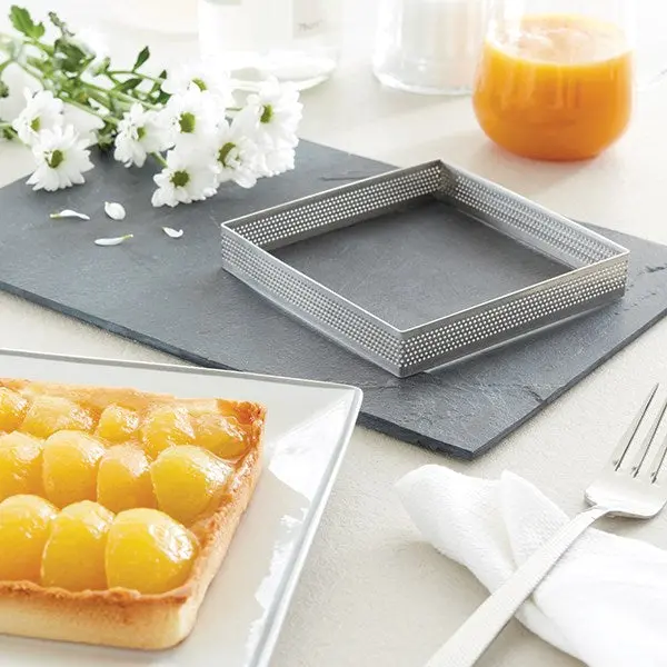 Mathon Perforated Stainless Steel Tart Ring – Square 12 Cm Pastry Frame 1