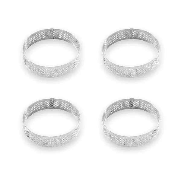Mathon Perforated Tart Ring Quartet – Four 8 Cm Stainless Steel Rings 1
