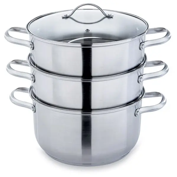 Mathon Stainless Steel Steam Cooker Set (26 Cm Base + 2 Tiered Baskets) 1