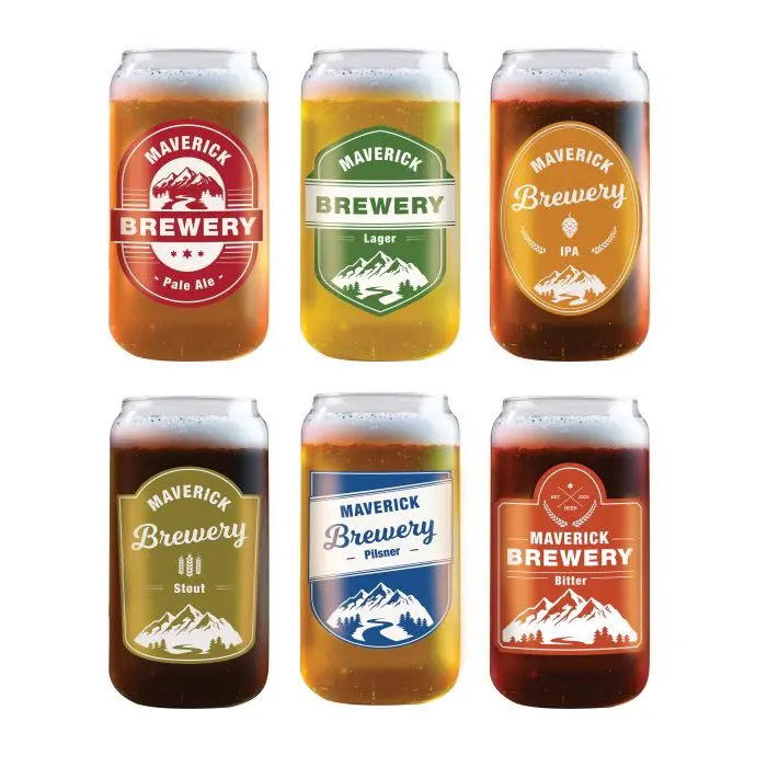 Maverick Beer Can Glasses – Clear, 6-Piece Set 1