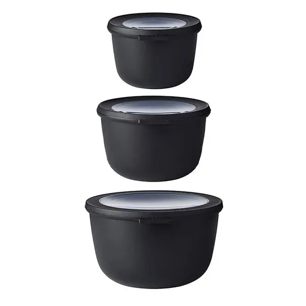 Mepal Cirqula Nordic Black Tall Bowl Set: 500 Ml, 1000 Ml, 2000 Ml 1