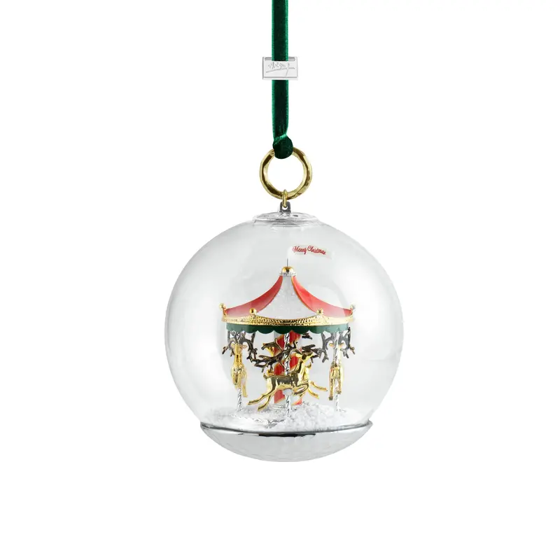 Merry-Go-Round Snow Globe Christmas Ornament 1