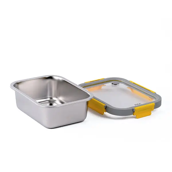 Microwave-Compatible Rectangular Stainless Steel Food Container – 1200Ml, Pika 1