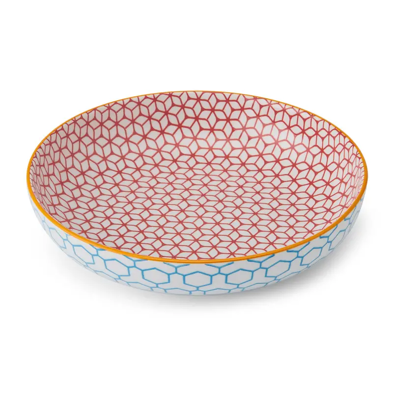 Mikasa Coupe Pasta Dinner Bowl 21Cm Geometric Blue 1