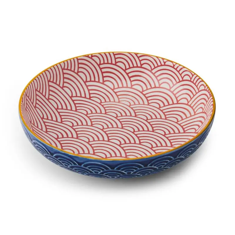 Mikasa Shallow Serving Bowl – 21Cm Blue Arc Pattern Ceramic 1