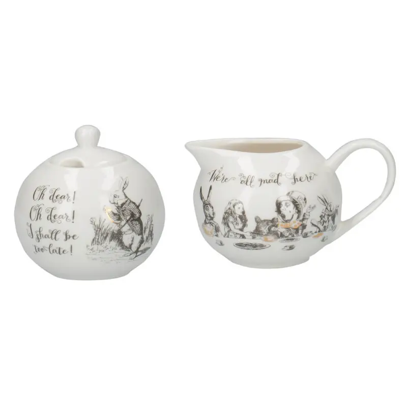 Mikasa X V&A Alice In Wonderland Ceramic Sugar Bowl And Creamer Set 1