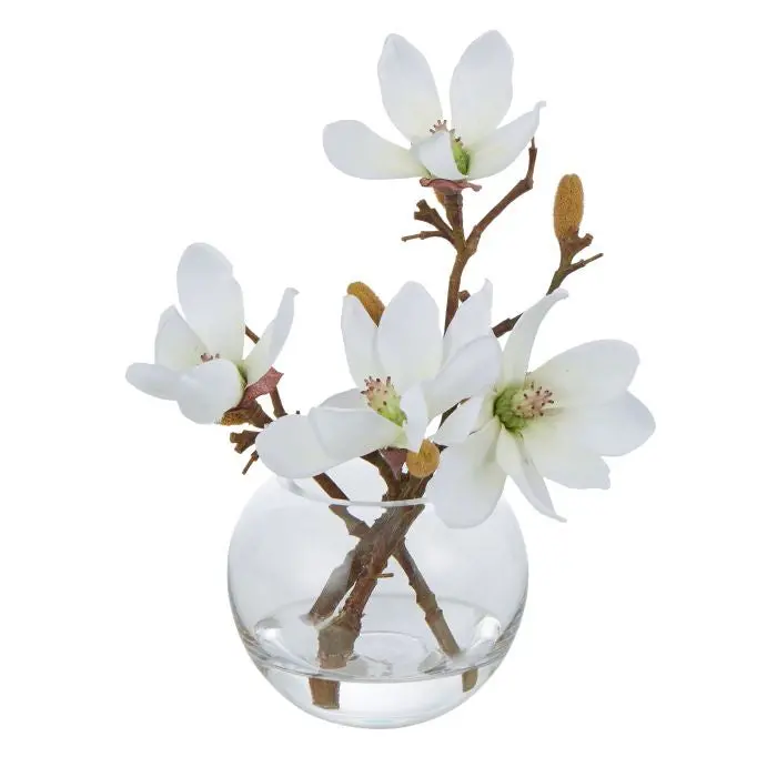 Mini White Magnolia Decorative Vase (16 Cm) 1