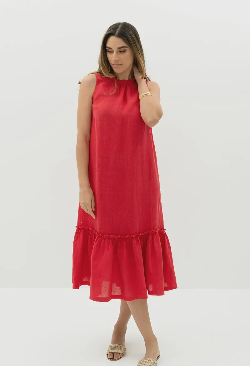 Nusa Wrap Dress In Pomegranate Hue 1