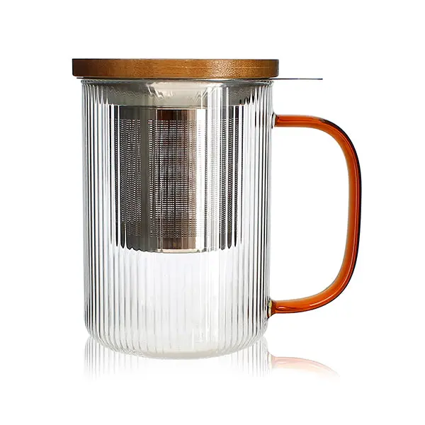 Ogo Karl Borosilicate Glass Tea Mug – Amber Handle, 475 Ml 1