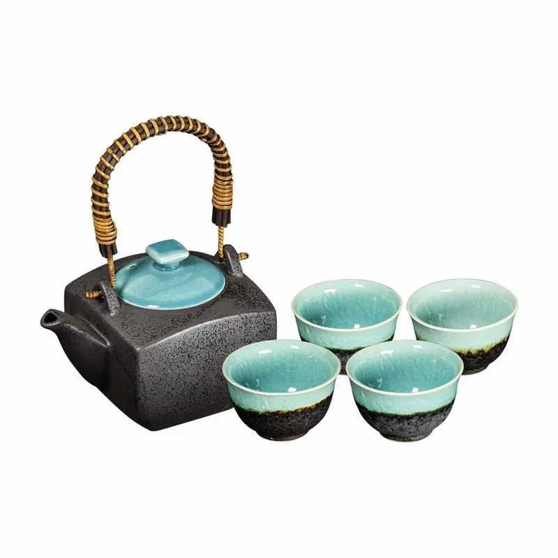 Omotenashi Gifu Japanese Teapot & Cup Set – Turquoise 500Ml Ceramic Set, Made In Japan 1