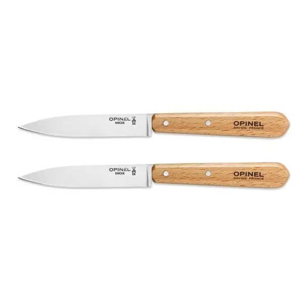 Opinel No. 112 Stainless Steel Utility Knives (2 Pcs, 10 Cm Smooth Blade, Natural Handle) 1