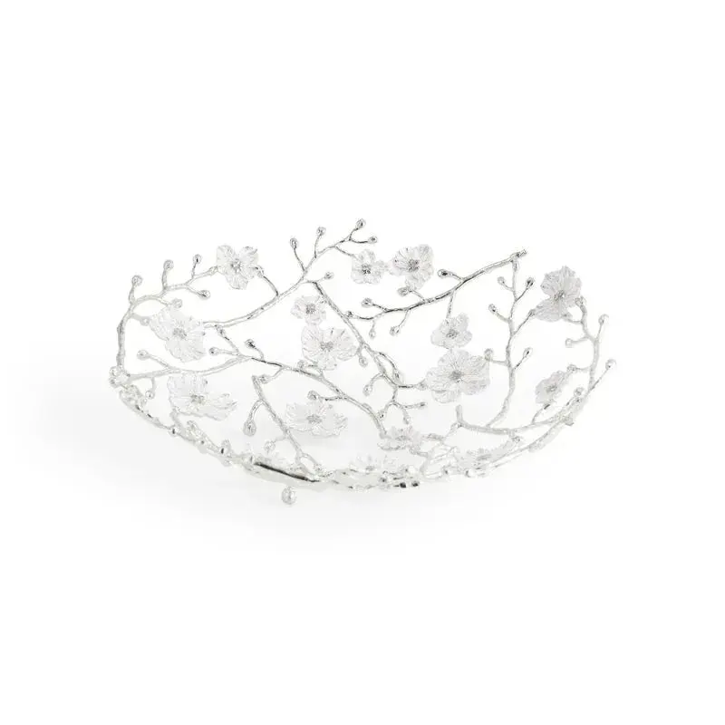 Orchid Embossed Silver Wire Basket 1