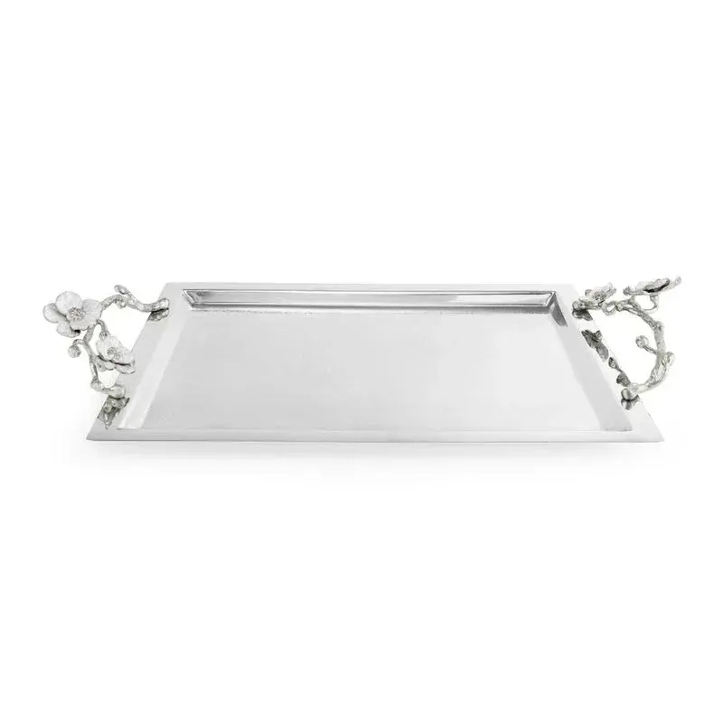 Orchid-Inspired Large Silver Tray 1