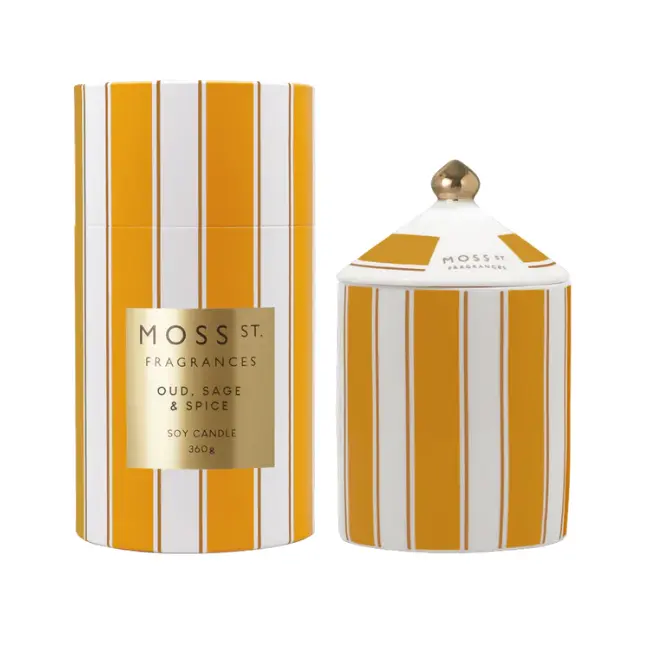 Oud, Sage & Spice Scented Ceramic Candle – 360G 1