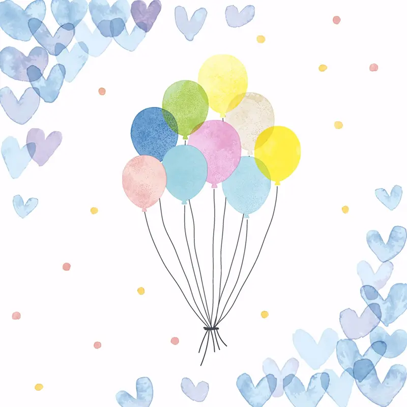 Paper+Design Heart & Balloon Luncheon Napkins – Premium German-Made Disposable Tableware 1