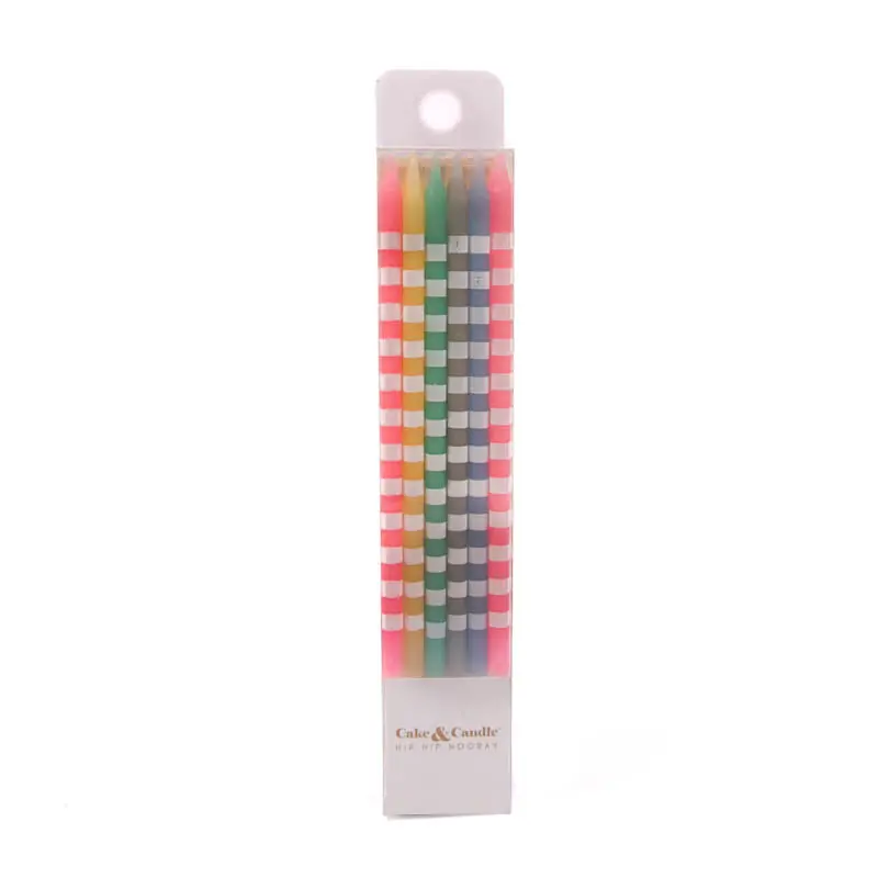Pastel Striped Birthday Candles – Pack Of 12 1
