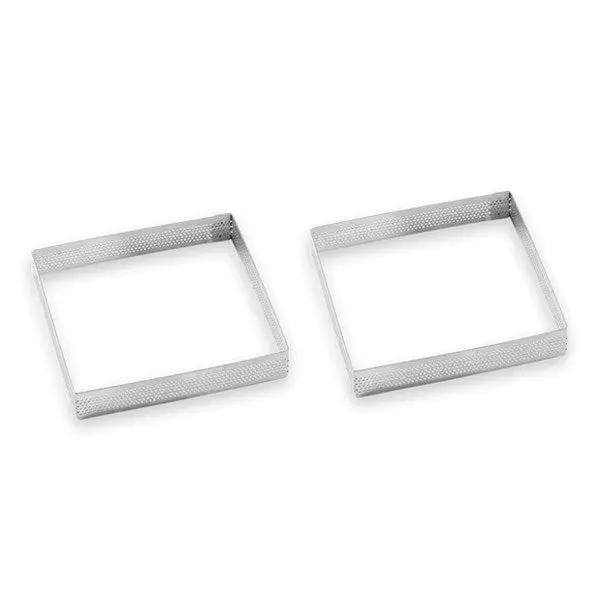 Perforated Stainless Steel Tart Rings – Square 12 Cm Pair (Mathon) 1