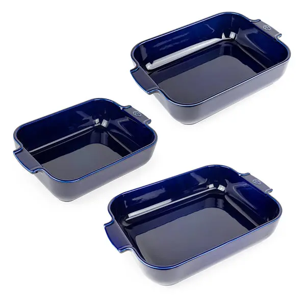 Peugeot Appolia Ceramic Baking Dish Trio – Rectangular, Blue, 25/32/40 Cm 1
