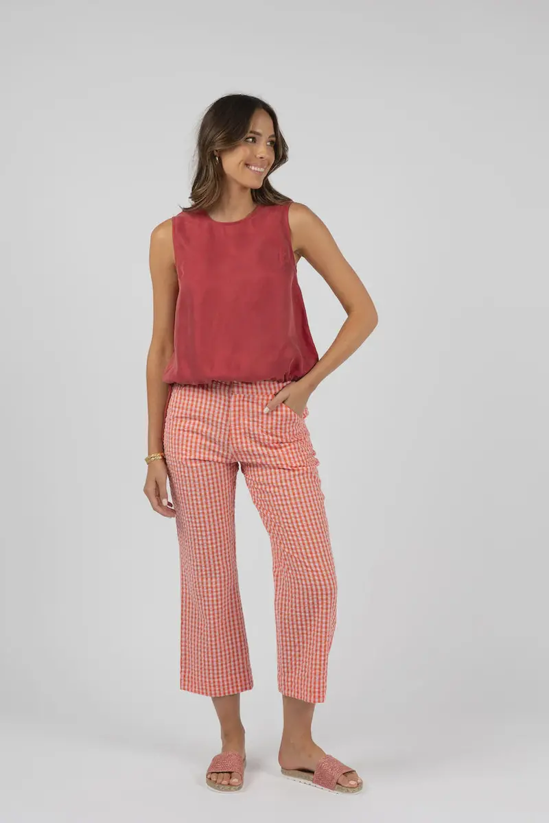 Pink-And-Red Patterned Paloma Tailored Pants 1
