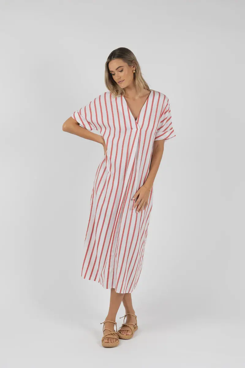 Pink-Striped Santos Lightweight Kaftan 1