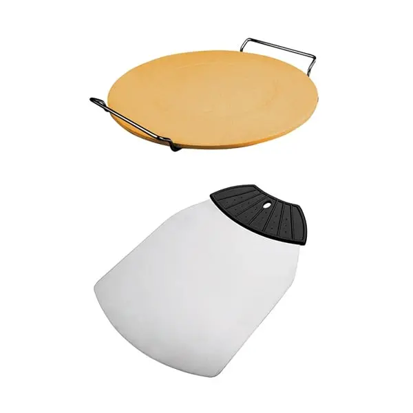 Pizza Peel + Baking Stone Combo – 33Cm Cordierite Stone With Wooden Handle Peel 1